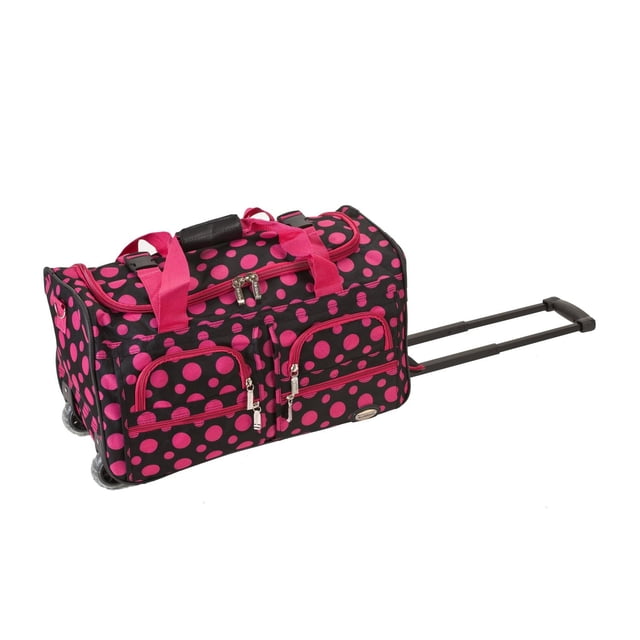 Bolsa de Viaje Rockland negra con Puntos Rosas de 22 Pulgadas