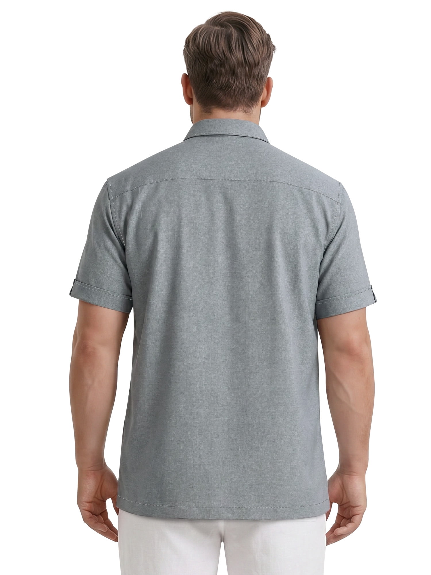 Cafe Luna Men's & Big Men's Chambray with One Pocket Short Sleeve Button Down Shirt, Sizes S-5XL