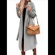 thumbnail image 2 of Abrigo Informal de Mezcla de Lana con Solapa con Muescas, Mangas Largas, Ajustado, Medio, para Mujer, Otoño-Invierno, con Cinturón. Gris XL, 2 of 8