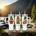 thumbnail image 6 of Christmas Gnome Insulated Tumbler with Lid and Straw, Cute Holiday Gnomes Snowflake Stainless Steel Travel Mug with Handle, Festive Christmas Cup, 6 of 9