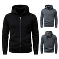 thumbnail image 5 of ZUKMRJPC Mens Zip Up Hoodie Solid Color Lightweight Casual Fleece Lined Hooded Sweatshirt Fall Winter Warm Basic Outwear with Pockets, 5 of 7