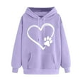 thumbnail image 2 of UPPADA Womens Heart Pattern Hoodies Cute Drawstring Hooded Sweatshirts Fall Long Sleeve Oversized Hooded Pullovers Blouse Oversized Graphic Hoodies for Women Purple,XXL, 2 of 5