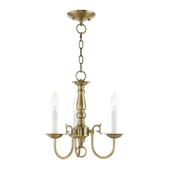 Livex Lighting Williamsburgh Mini Chandelier in Antique Brass