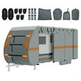 thumbnail image 5 of Dextrus 24-27FT Travel Trailer Cover RV Cover Camper Cover Super Thick Waterproof Windproof Anti-UV Rip-Stop Motorhome Covers with 2 Long Straps 5 Tire Covers Tongue Jack Cover, 5 of 10