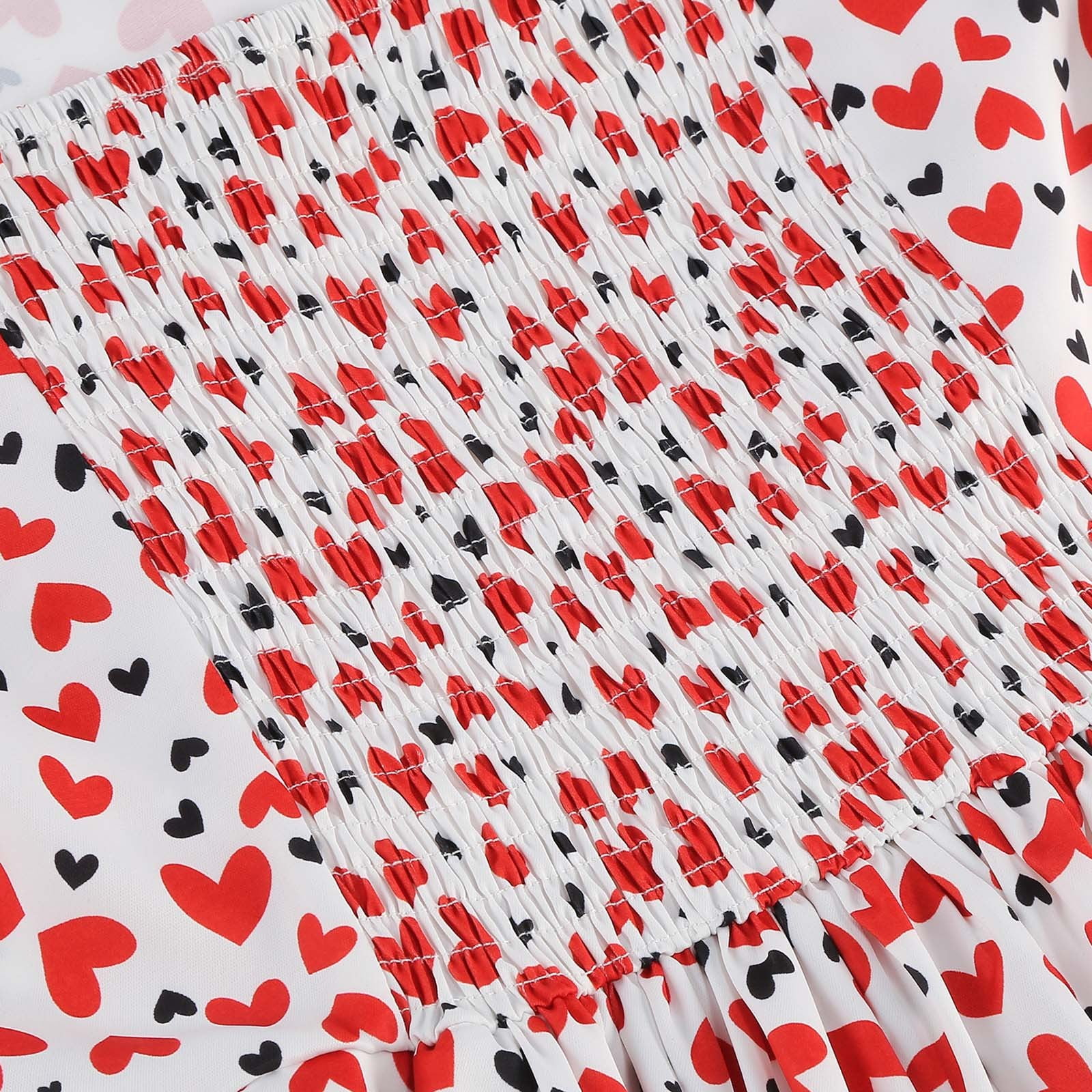 hotojiny Formal Dresses for Women Valentine's Day Gifts Cute Heart Print Cocktail Dresses Trendy Flowy Short Sleeve Maxi Dress