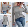 thumbnail image 3 of U.Vomade Turtleneck Chunky Long Sleeve Sweaters Tops Color Block Knitted Pullover Jumper, 3 of 5