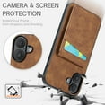 thumbnail image 4 of Phone Case for iPhone 17, Back Credit Card Holder Wallet Cover Study Kickstand PU Leather Magnetic Clasp RFID Blocking Case for iPhone 17 Cases Women, Brown, 4 of 8