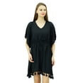 thumbnail image 5 of Bimba Women's V-Neck Tassel Kaftan Short Drawstring Waist Caftan Beachwear Coverup Dress, 5 of 9