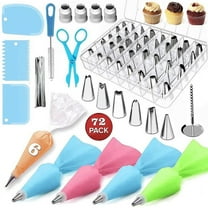 BSHAPPLUS® Piping Bags and Tips Set, 72 Pcs Cake Decorating Supplies Kit,Cake Decoration Kit with 20 Frosting Bags, 42 Icing Tips Pastry, Cookie, Cupcake and Baking Supplies