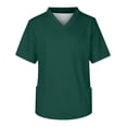 thumbnail image 6 of amkenre Work Tops for Women Summer T-Shirts with Pockets Tight V-Neck Solid Color Short Sleeve Trendy formal Ladies Workwear Casual Comfortable Working Uniform Clothes, 6 of 6