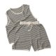 thumbnail image 1 of Ropa de verano para niños, chaleco y pantalones cortos a rayas de punto fino, traje informal para niños y niñas, conjuntos de camisetas sin mangas, traje para chico 2 uds., 1 of 6