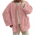 thumbnail image 1 of WRKEKC Women's Fall Winter Coat Solid Color Casual Lamb Wool Long Sleeve Button Front Pockets Hoodless Jacket for Layering, 1 of 5