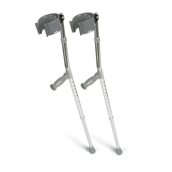 Medline Lightweight Aluminum Young Adult Walking Forearm Crutches, 1 Pair, Adjustable Height 4' 2" to 5' 2", Supports up to 250 lbs