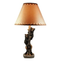 Ebros Helping Hand Whimsical Black Bear Cubs Climbing Tree Table Lamp Statue with Burlap Shade 24"High Wildlife Rustic Cabin Lodge Decor Forest Bears Family Desktop Lamps