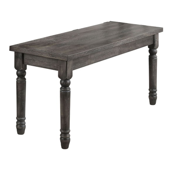 Farmhouse Dining Bench - Weathered Grey - Wooden Kitchen Bench with Turned Legs - 40.5 Inch Rustic Seat - Living Room Entryway Bench