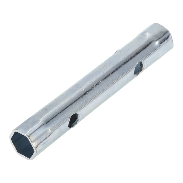 Unique Bargains 1 Pcs Llave de bujía Duradera Spanner Socket Remover 120x20mm Tono Plateado Acero de Alto Carbono Hexagonal 14mm,15mm para Automóvil Motocicleta Cortacésped