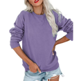 thumbnail image 2 of Women Sweatshirts Pullover Ladies Cute Crewneck Plain Cotton Tops Casual Sweatshirts Oversized Long Sleeve Pullover Outerwear With Pocket, 2 of 6