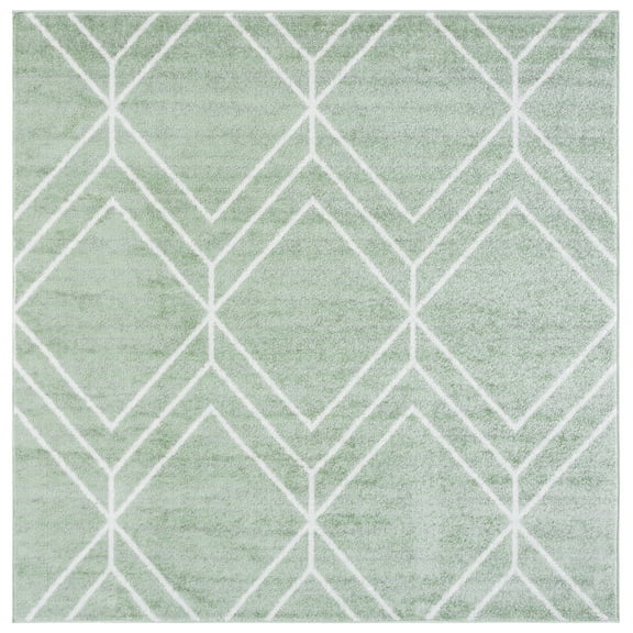 SAFAVIEH Adirondack Caitriona Geometric Squares Area Rug, Sage/Ivory, 6' x 6' Square