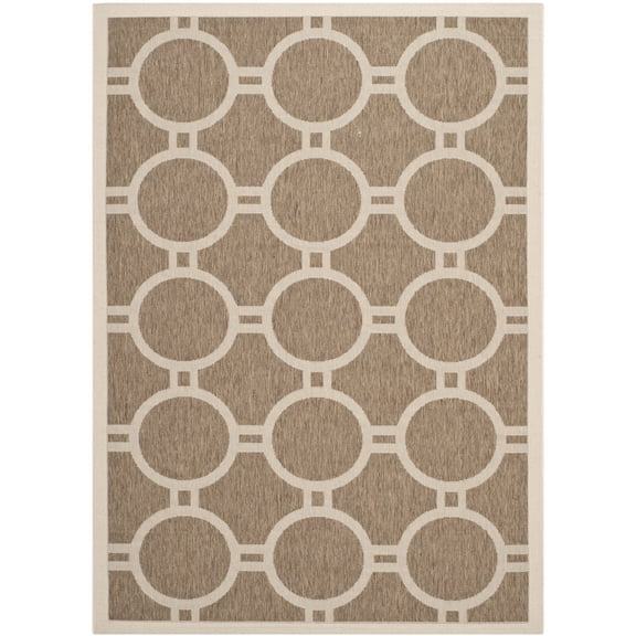 Safavieh Courtyard Ariel Geometric Indoor/Outdoor Area Rug, Brown/Bone, 5'3" x 7'7"