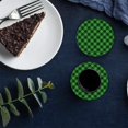 thumbnail image 5 of RYLABLUE Green Black Check Plaid Set of 4 Round Coaster for Drinks, Absorbent Ceramic Stone Coasters Cup Mat with Cork Base for Home Kitchen Room Coffee Table Bar Decor, 5 of 5
