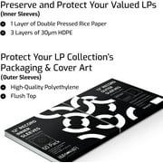 Hudson Hi-Fi 50 ct. Inner Sleeves for Vinyl Records & 50 ct. Vinyl Outer Sleeves - 100 Vinyl Sleeves for Records, Clear Outer & Inner Sleeves for Vinyl Records