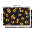 thumbnail image 6 of Black Sunflower Green Leaf Pattern Summer Placemats Table Placemats Set Of 4-Linen Kitchen Washable Placemats Table Mats 11.8"x17.7" Non-Slip Heat Resistant, 6 of 6