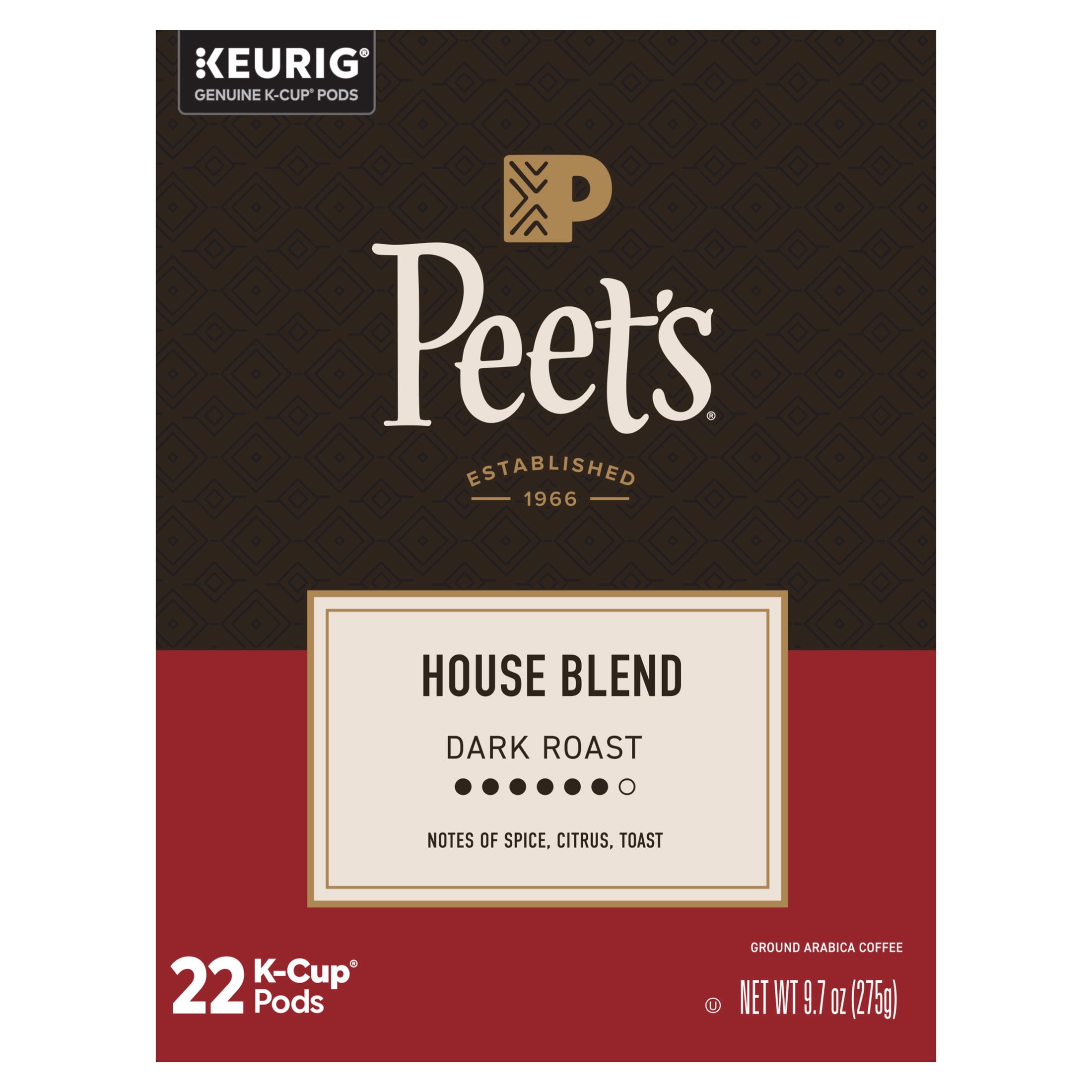 Peet's Coffee, House Blend Dark Roast K-Cup Coffee Pods, 22 Count