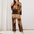 thumbnail image 2 of Pajama Sets for Women 2 Pcs, Cute Floral Cow Button Down Long Sleeve Sleepwear Lounge PJ Sets, 2 of 6