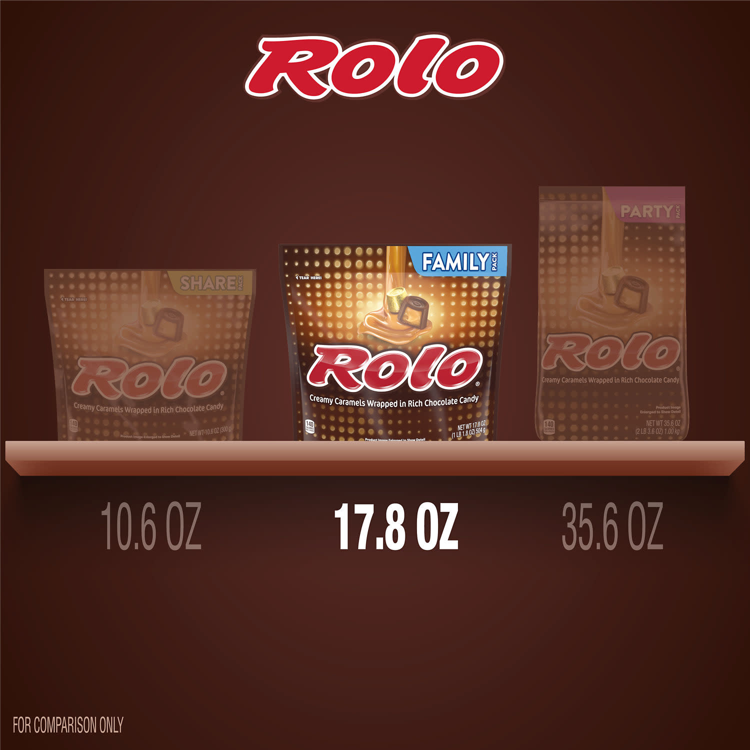 Rolo Rich Chocolate Caramels Candy, Family Pack 17.8 oz