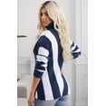 thumbnail image 1 of ABPHQTO Jersey De Mujer De Punto Con Cuello Alto Color Block A Rayas Azules, 1 of 5