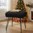 thumbnail image 3 of Ebenchico Backless Vanity Stool Faux Plush Upholstered Small Bench 4 Metal Legs with Adjustable Anti-Slip Feet for Makeup Bedroom Entryway, Black, 3 of 13