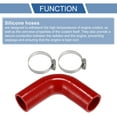thumbnail image 4 of Unique Bargains 1 Set 35mm 1.38" ID 100mm 3.94" Length 90° Red Car Silicone Hose Coolant Hose with Clamps Universal, 4 of 7