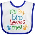 thumbnail image 3 of Inktastic My Big Bro Loves Me Little Brother Sister Boys or Girls Baby Bib, 3 of 4