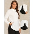 thumbnail image 2 of DARING DIVA Women's Side Slit Long Sleeve Button Down Tops XS White, 2 of 6