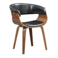 thumbnail image 5 of Wood and Black Faux Leather Mid-Century 18-Inch Seat Height Dining Chair, 5 of 7