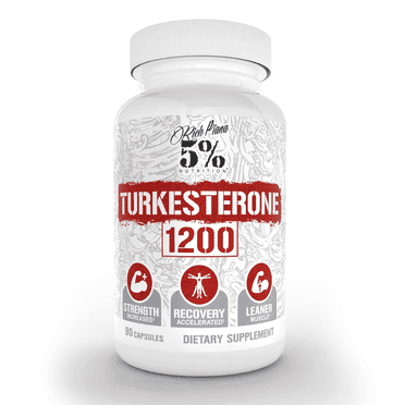 5% Nutrition Turkesterone 1200mg Max Purity & Absorption Complexed with Astragin Supplement, Cyclodextrin & Naringin | 120 Capsules