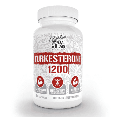 5% Nutrition Turkesterone 1200mg Max Purity & Absorption Complexed with Astragin Supplement, Cyclodextrin & Naringin | 120 Capsules