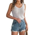 thumbnail image 3 of Womens V Neck Tank Tops 2025 Sleeveless Knit Shirts Summer Casual Sweater Vest White XL, 3 of 9