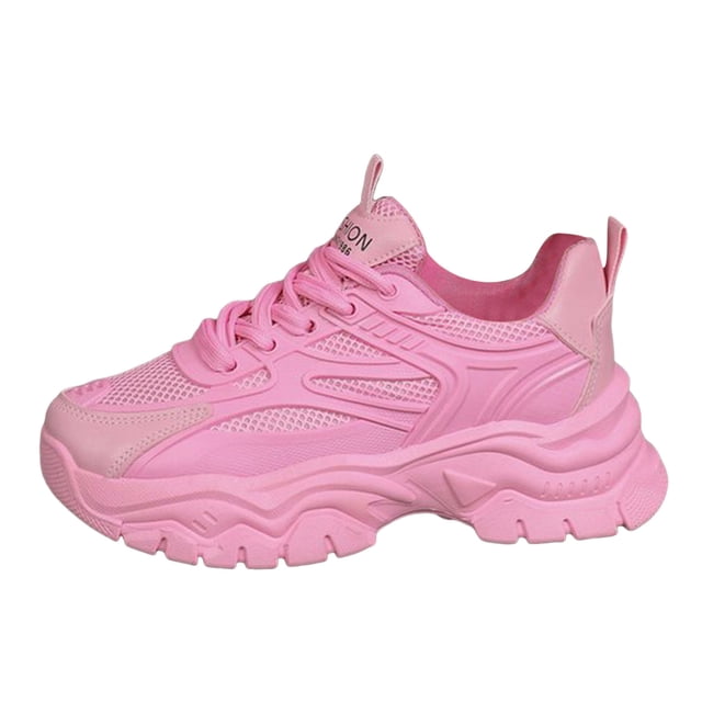 Wyzesi Espadrilles Rouges pour Filles Espadrilles en Tricot Volant Femmes Automne et Hiver Mode Bout Rond à Lacets Chaussures Décontractées Semelle Épaisse Chaussures de Course Espadrilles Roses pour Filles Taille