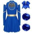 thumbnail image 4 of TiaoBug Women's School Musical Party Halloween Cheer Leader Costume Fancy Dress Uniform Outfit Blue XL, 4 of 7