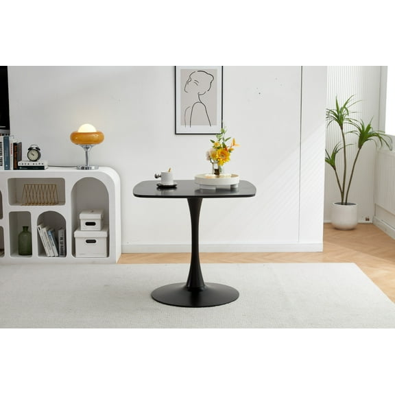 23.62 Inch Dining Table Black with Metal Legs, Sturdy MDF Top for Small Spaces, Easy Assembly Kitchen Breakfast Nook Table, Compact Dining Room Furniture for Apartments and Condos