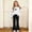 Black, variant on Spazoro Girls Outfit Set with Bow Decor, Crewneck Long Sleeve Heart Print Flare Leg Elastic Waist Trendy 2 Piece Sweatshirt and Pants Matching Outfits Hot Pink Size 7-8