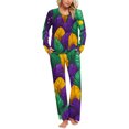 thumbnail image 1 of Puntoco Conjunto de pijama con parte superior y pantalones informales con estampado degradado para mujer, 1 of 5