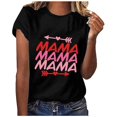 thumbnail image 1 of Top casual de manga corta con cuello redondo y estampado de letras en color sólido para el día de la madre de primavera y verano para mujer OAVQHLG3B Store  lin121212, 1 of 5