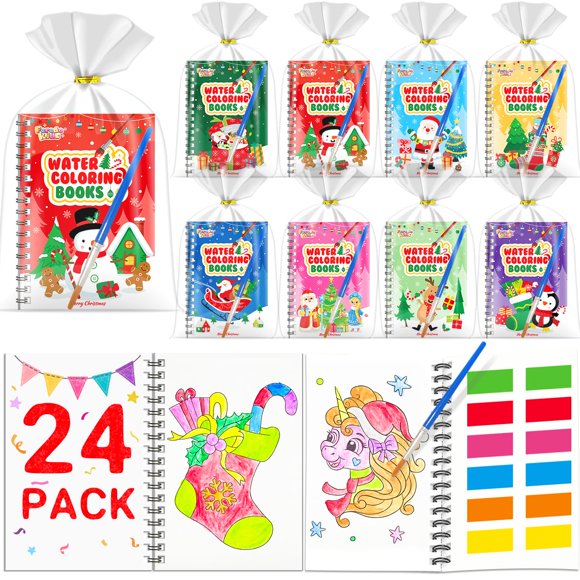 Libros para colorear al agua FEREDO KIDS, 24 unidades, 13 x 15 cm, Navidad