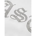 thumbnail image 5 of Sedceaty Women Casual Loose Fit Hoodie, Rhinestone Letters Pattern Long Sleeve Hooded Sweatshirt, Black/ White, 5 of 9