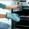 thumbnail image 2 of Teal Gold Marble Kitchen Oven Mitt and Pot Holder Sets 2 Pcs for Baking, Cooking and Grilling, Heat Resistant Up To 392 °F, 2 of 7