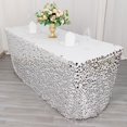 thumbnail image 3 of Balsa Circle 21 feet Silver Big Payette Sequin Satin Dual Layered Table Skirt Party Events Decorations Supplies, 3 of 8