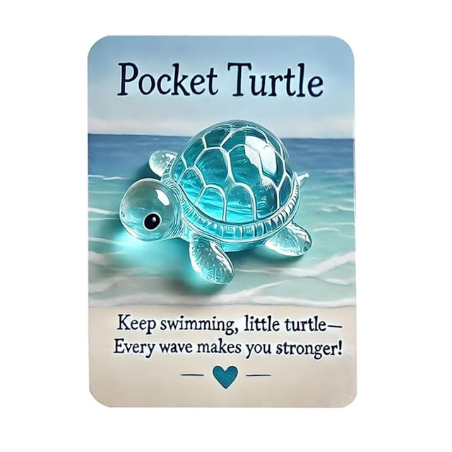 Tarjetas De Felicitación Recuerdo de tortuga de bolsillo de resina con tarjetas de ánimo para un amigo, cumpleaños, Acción de Gracias o aniversario. Rkxzt