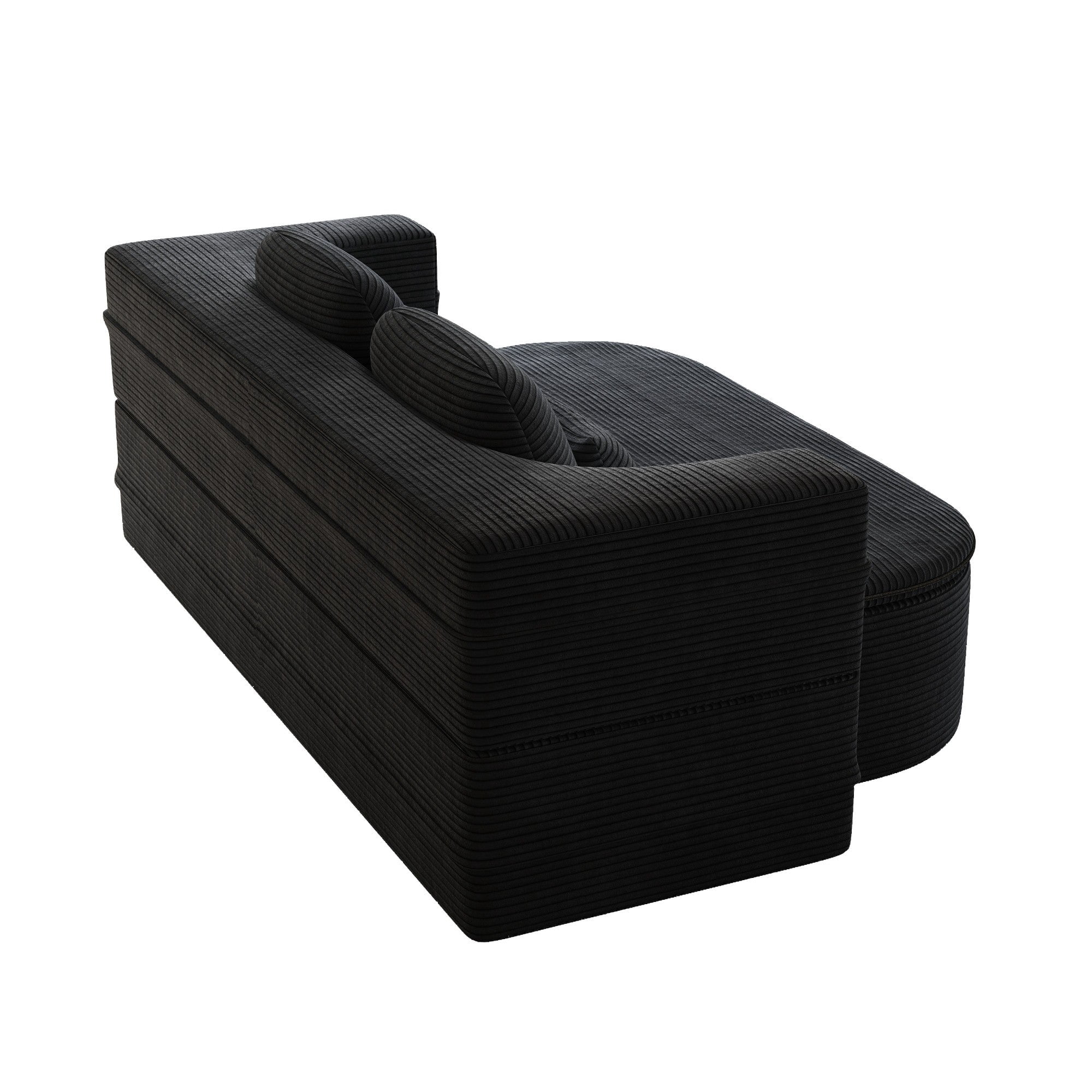 Sailvan 75" Convertible Sleeper Sofa, Corduroy Floor Couch to Full Bed with Blanket and 4 Pillows Black
